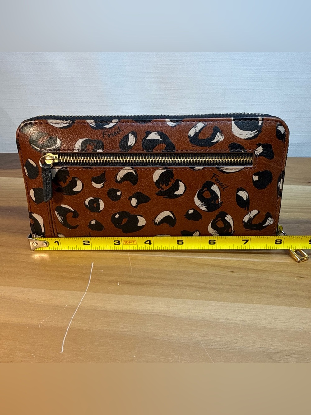 Fossil Women's Sydny Leather Zip around Wallet Cheetah Cow Hide Animal Print - Picture 6 of 16